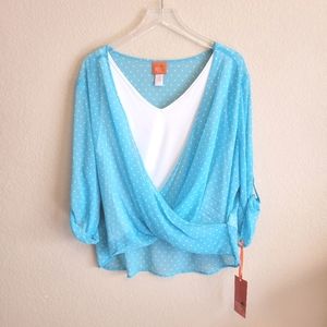 Hearts of Palm Petite Faux Wrap Top Sz PXL